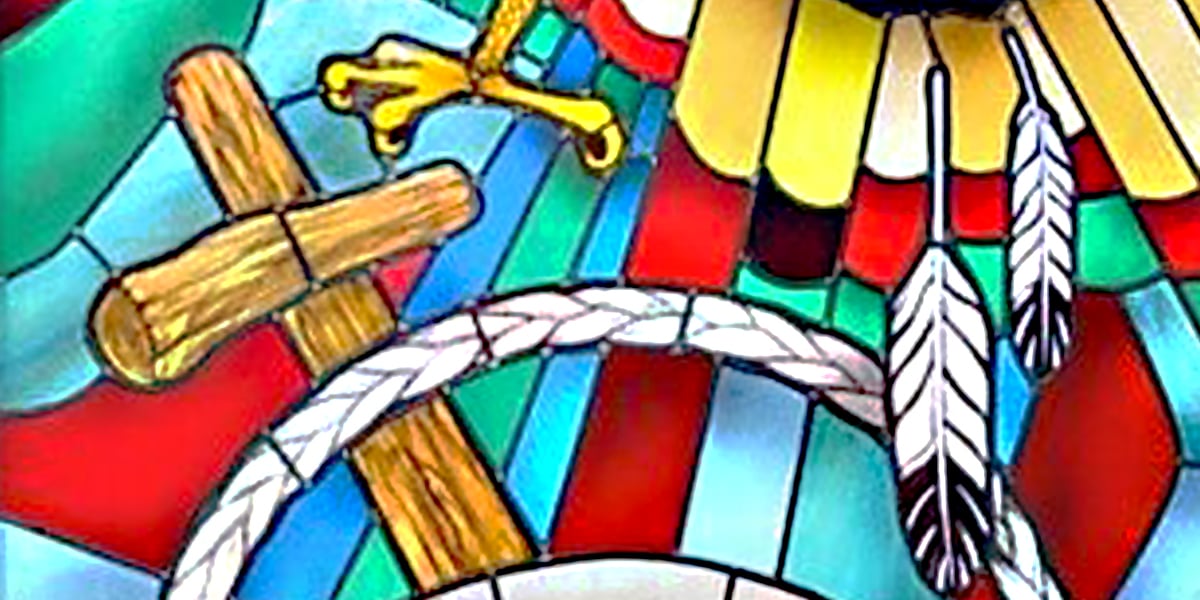 Close-up of stained glass window
